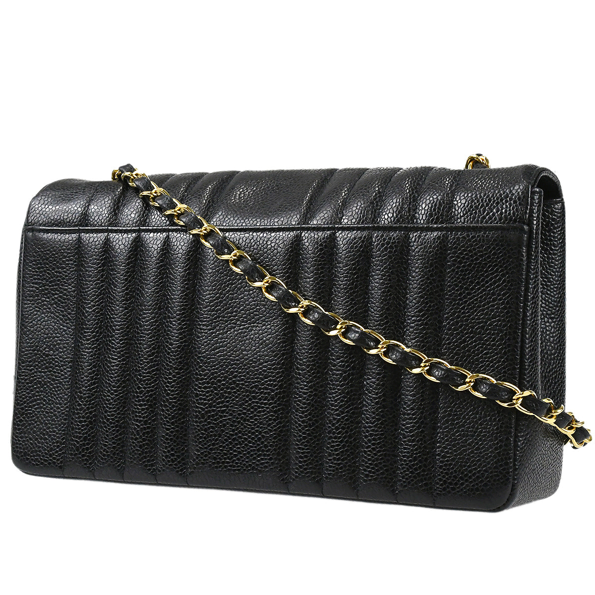 Chanel Classic Flap Mademoiselle Chain Shoulder Bag Black Caviar 78719