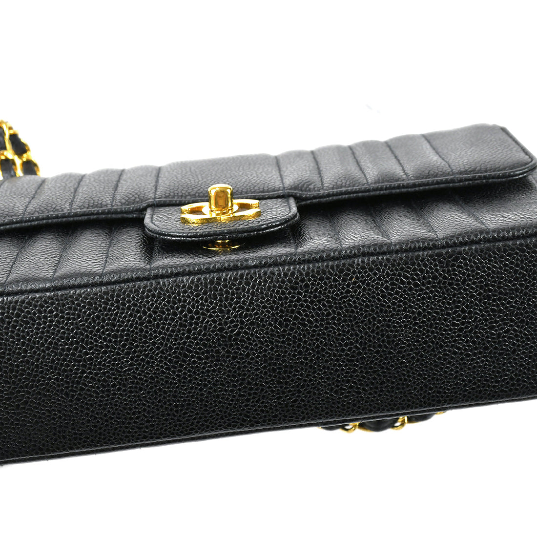 Chanel Classic Flap Mademoiselle Chain Shoulder Bag Black Caviar 78719