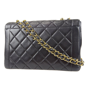 Chanel Classic Flap Double Chain Shoulder Bag Black Lambskin 67933