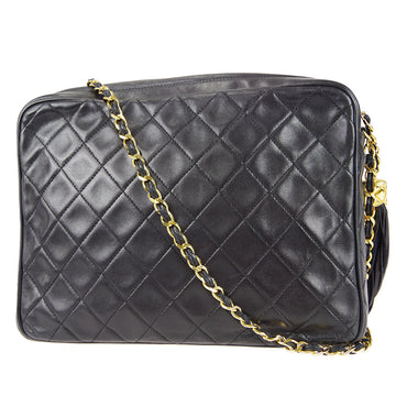 Chanel Fringe Chain Shoulder Bag Black Lambskin 67936