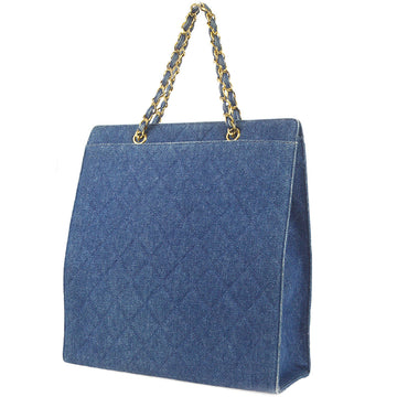 Chanel Chain Tote HandBag Indigo Denim 68451