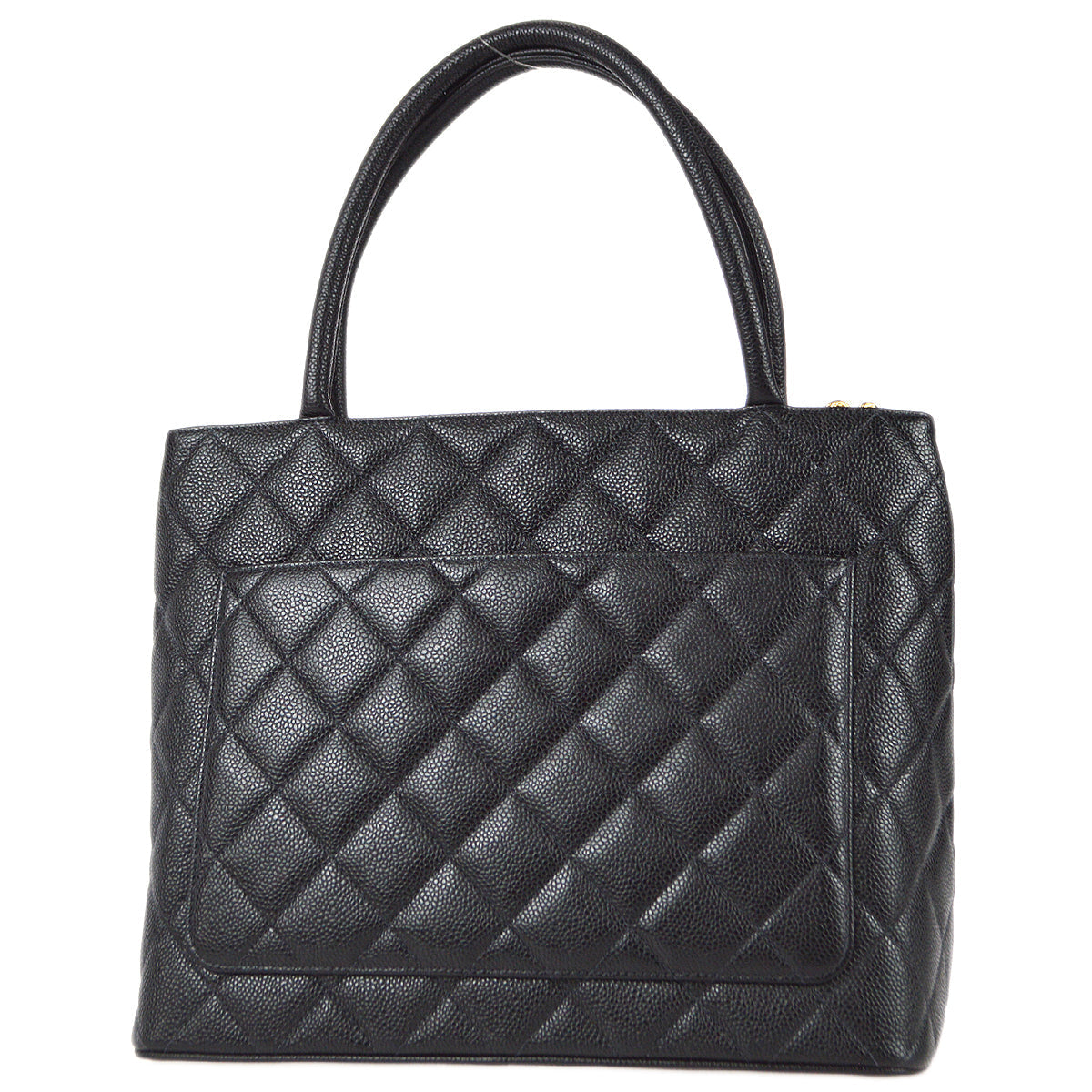 Chanel Medallion Quilted Tote HandBag Black Caviar 78342