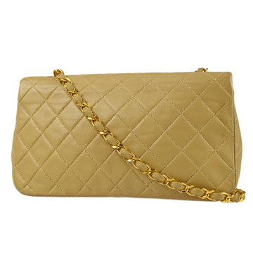 Chanel Full Flap Chain Shoulder Bag Beige Lambskin 78394