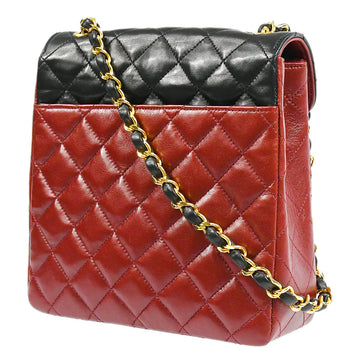 Chanel Chain Shoulder Bag Bi-Color Red Black Lambskin