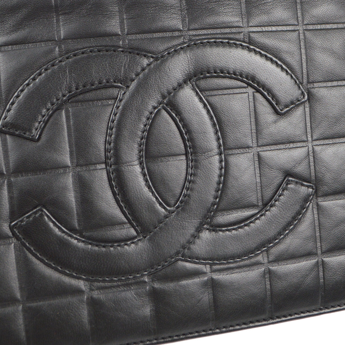 Chanel 2001-2003 Choco Bar Shoulder Bag Black Lambskin