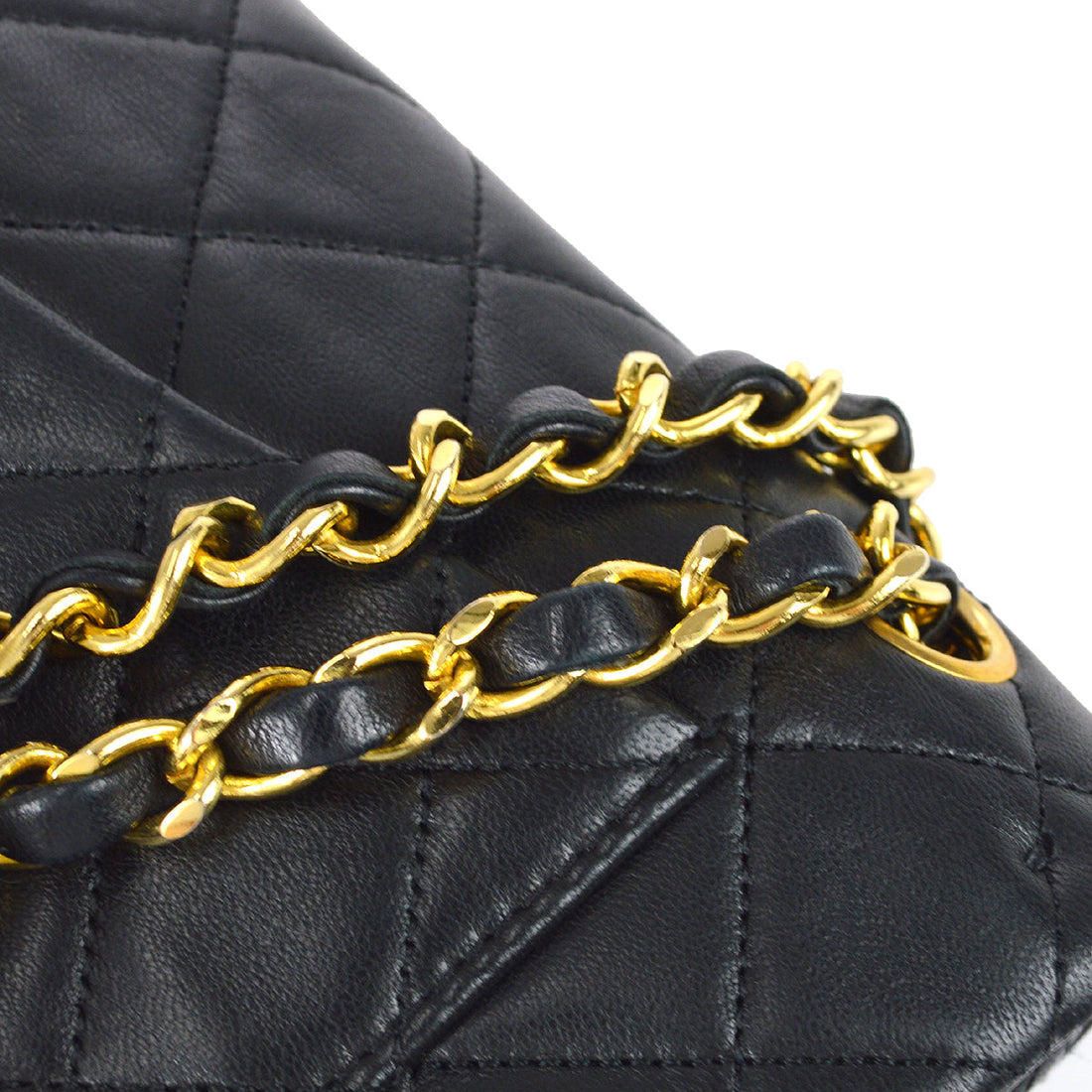 Chanel 1989-1991 Classic Double Flap Small Shoulder Bag Black Lambskin