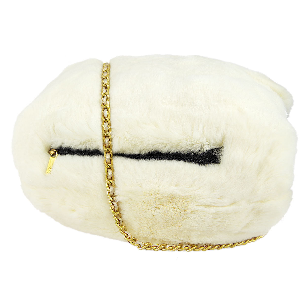 Chanel Arm Chain Shoulder Bag White Fur