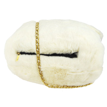Chanel Arm Chain Shoulder Bag White Fur