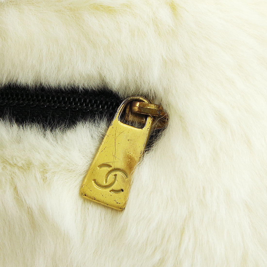 Chanel Arm Chain Shoulder Bag White Fur