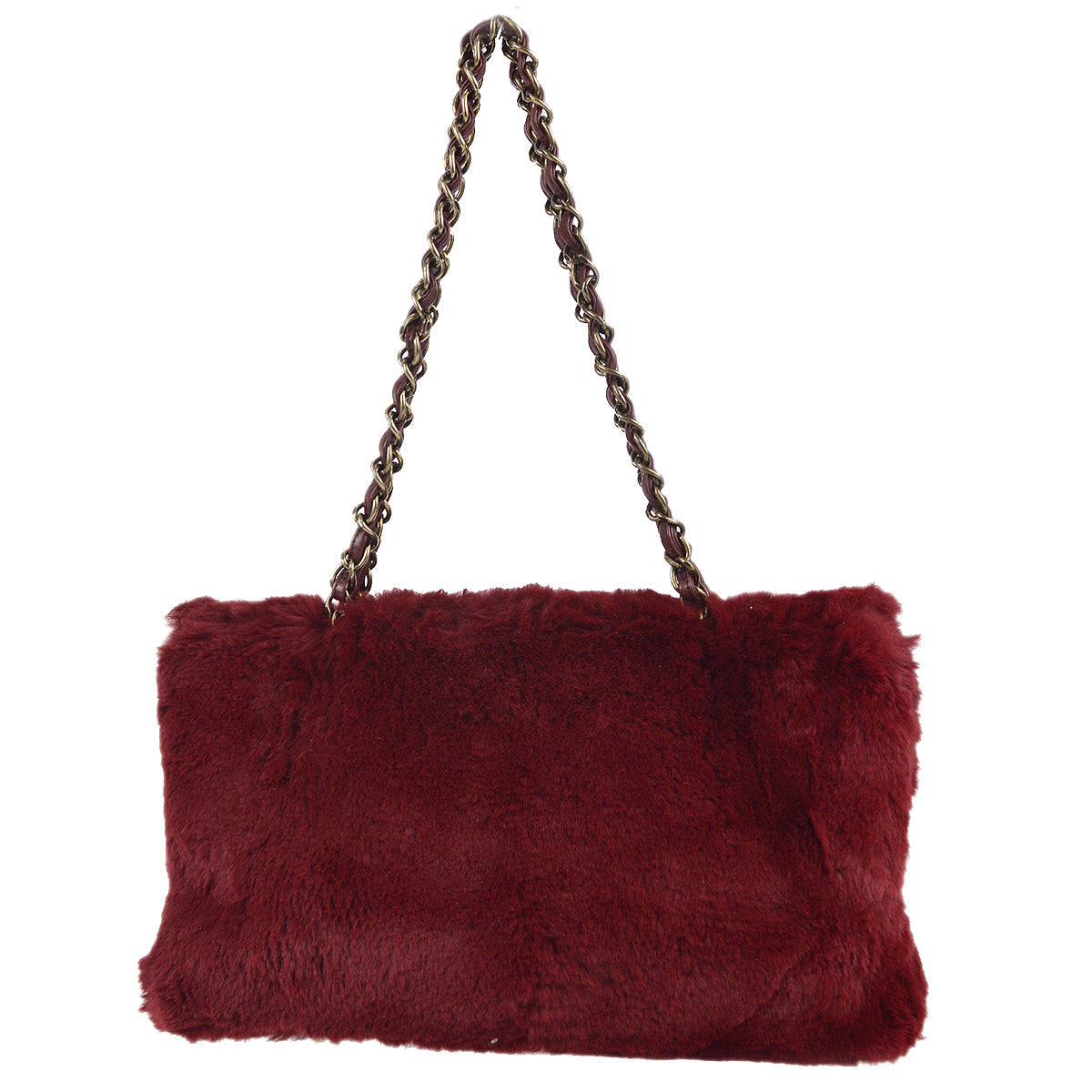 Chanel Chain Tote Bag Bordeaux Fur