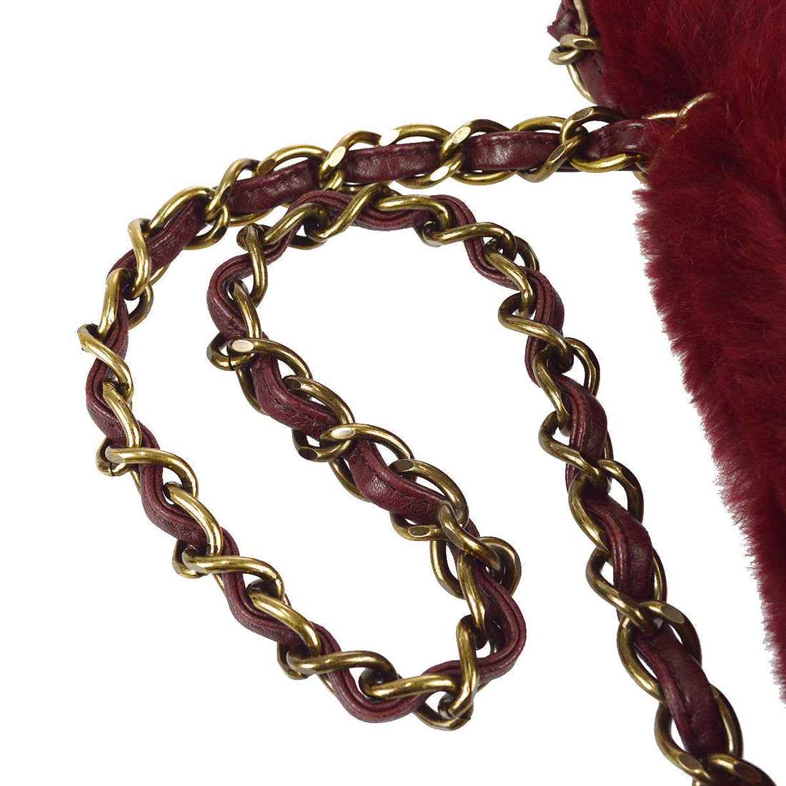 Chanel Chain Tote Bag Bordeaux Fur