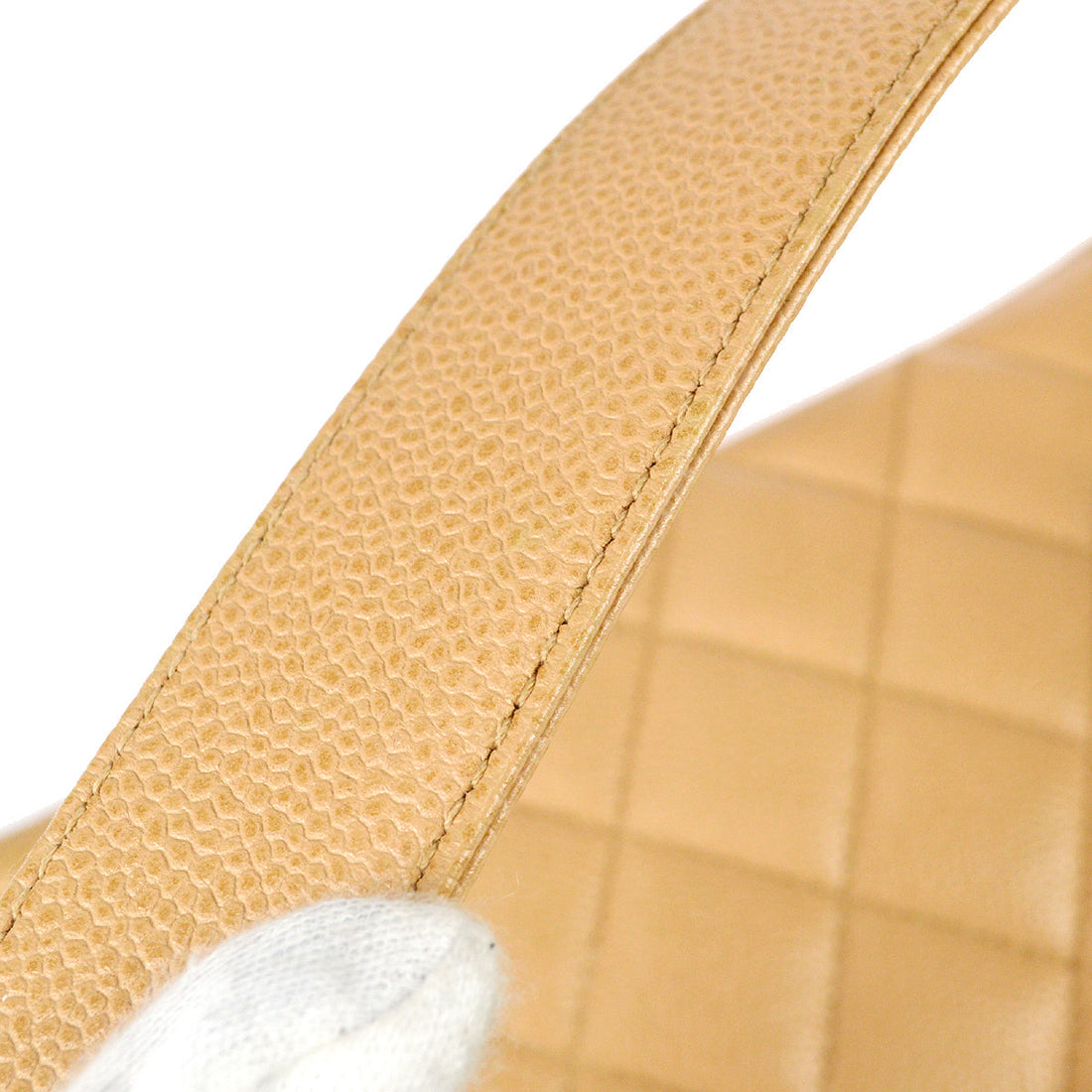 Chanel 1997-1999 Flap Shoulder Bag Beige Caviar