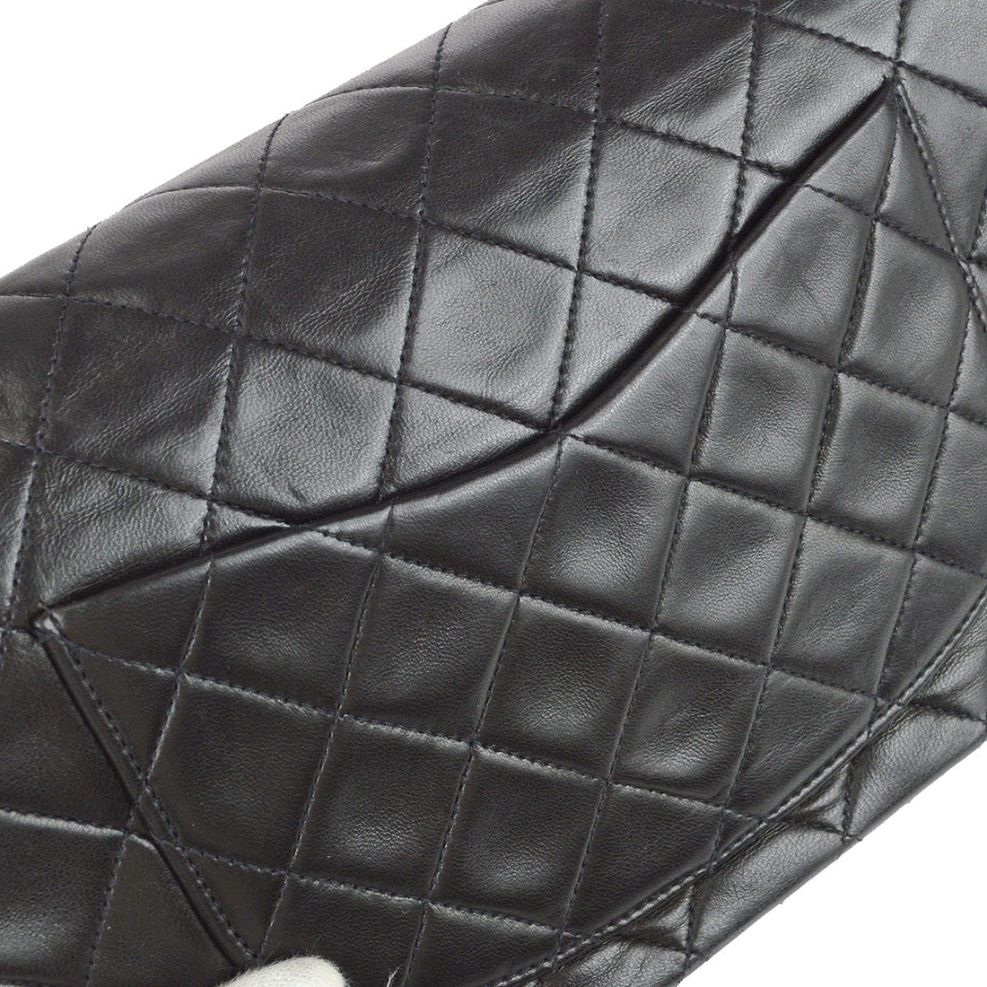 Chanel 1991-1994 Classic Double Flap Small Shoulder Bag Black Lambskin