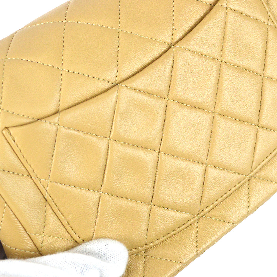 Chanel * Classic Flap Mini Square Chain Shoulder Bag Beige Lambskin