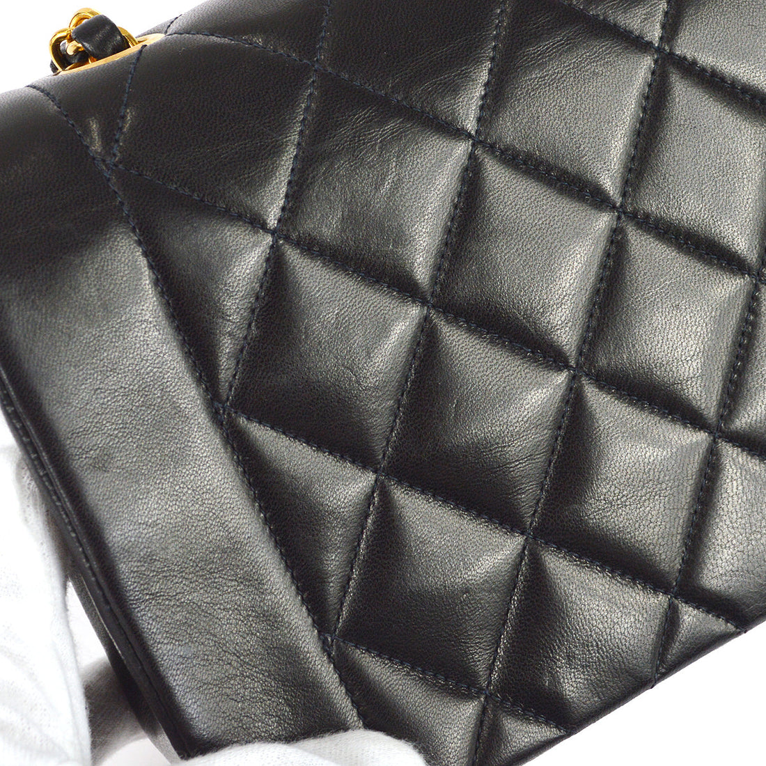 Chanel * 1994-1996 Small Diana Chain Shoulder Bag Black Lambskin