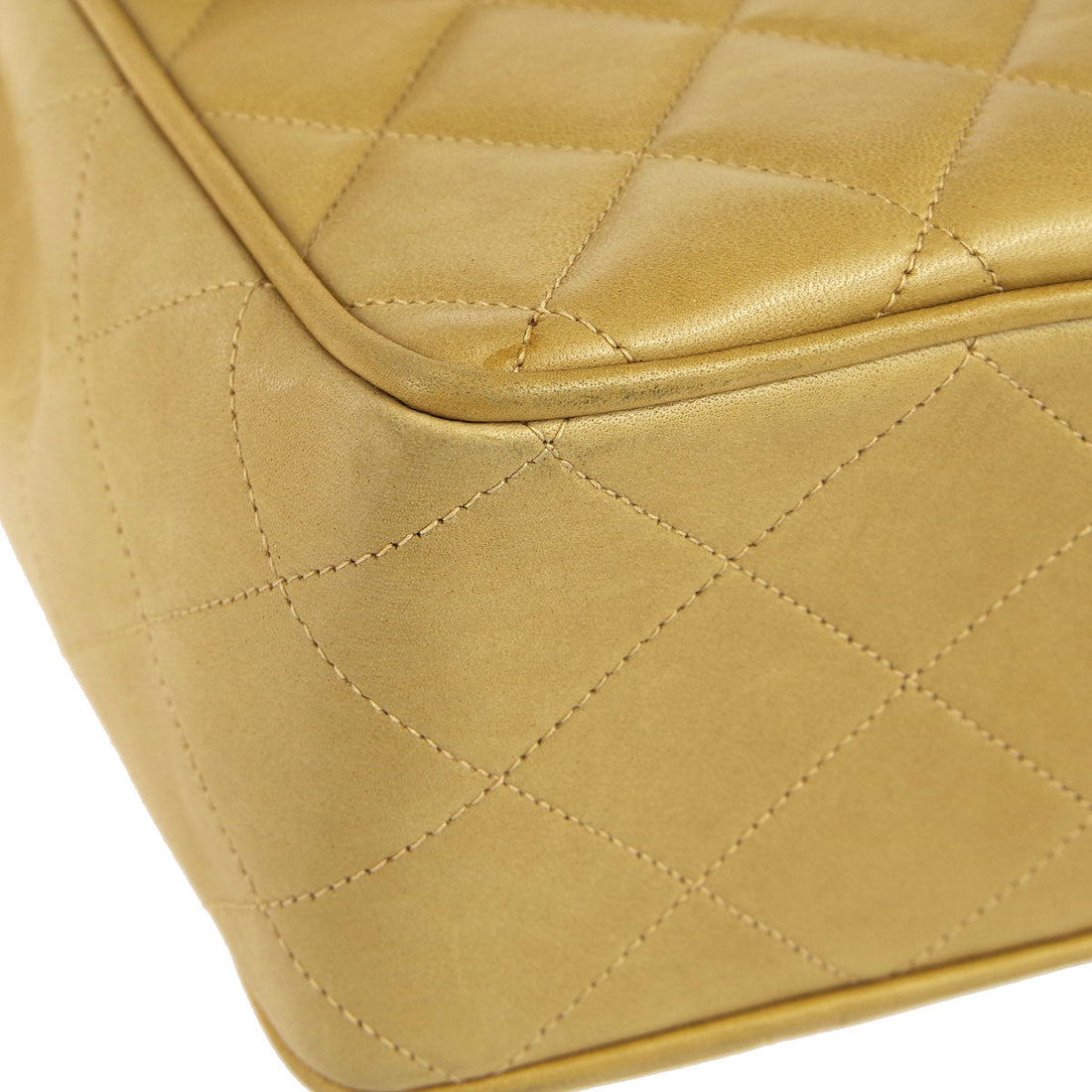 Chanel * Classic Flap Jumbo Double Chain Shoulder Bag Beige Lambskin