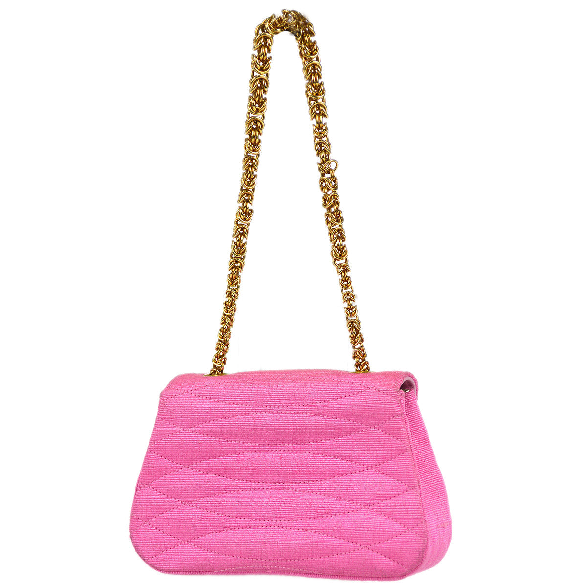 Chanel * 1991-1994 Diagonal Stitch Handbag Mini Pink Canvas