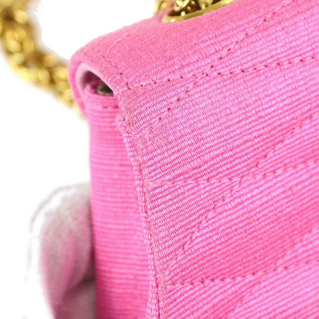 Chanel * 1991-1994 Diagonal Stitch Handbag Mini Pink Canvas