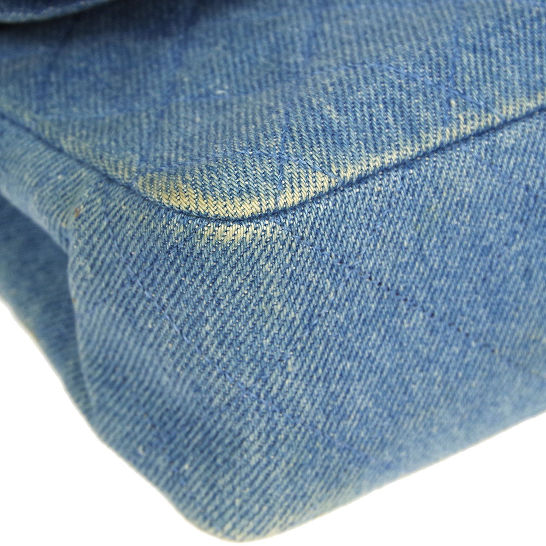 Chanel * 1989-1991 Classic Double Flap Small Shoulder Bag Blue Denim