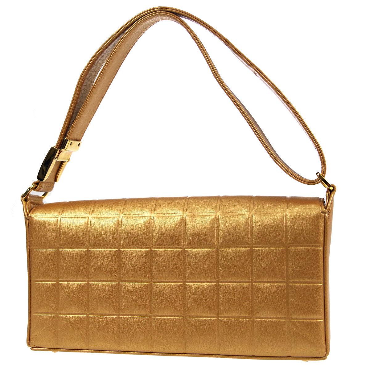 Chanel * 2001-2003 Choco Bar Shoulder Bag Bronze Lambskin