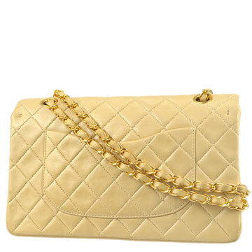 Chanel 1994-1996 Classic Double Flap Medium Shoulder Bag Beige Lambskin