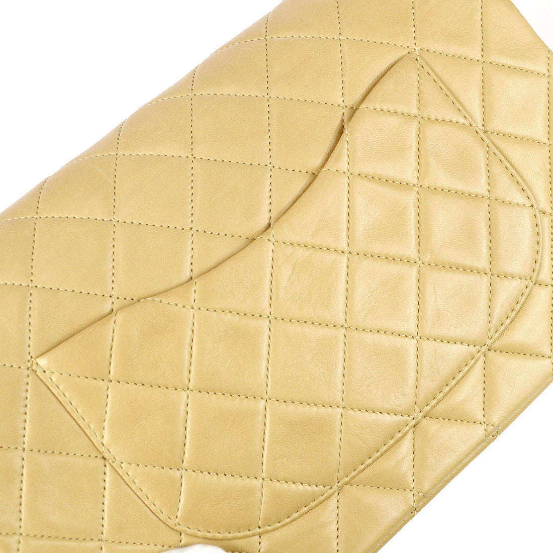 Chanel 1994-1996 Classic Double Flap Medium Shoulder Bag Beige Lambskin