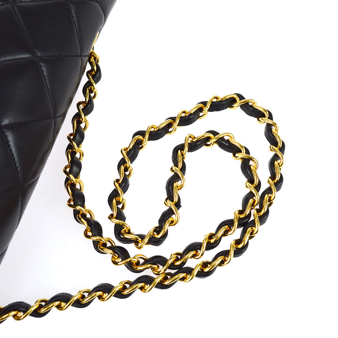 Chanel 1991-1994 Small Diana Chain Shoulder Bag Black Lambskin