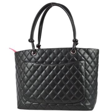 Chanel Cambon Ligne Tote Handbag Black Calfskin