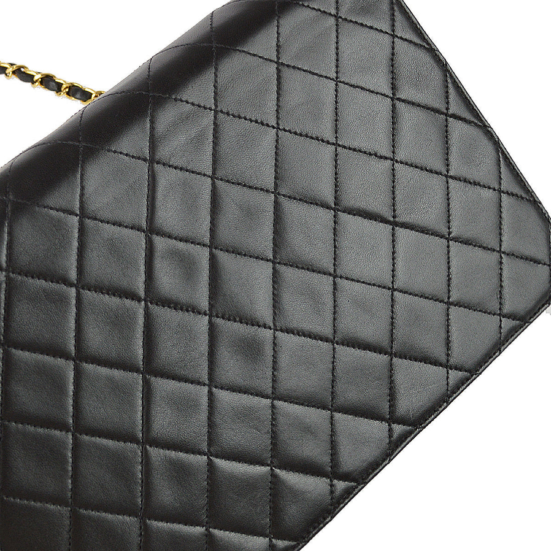 Chanel 1997-1999 Classic Single Flap Medium Shoulder Bag Black Lambskin