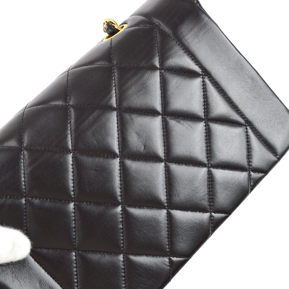 Chanel 1996-1997 Small Diana Chain Shoulder Bag Black Lambskin