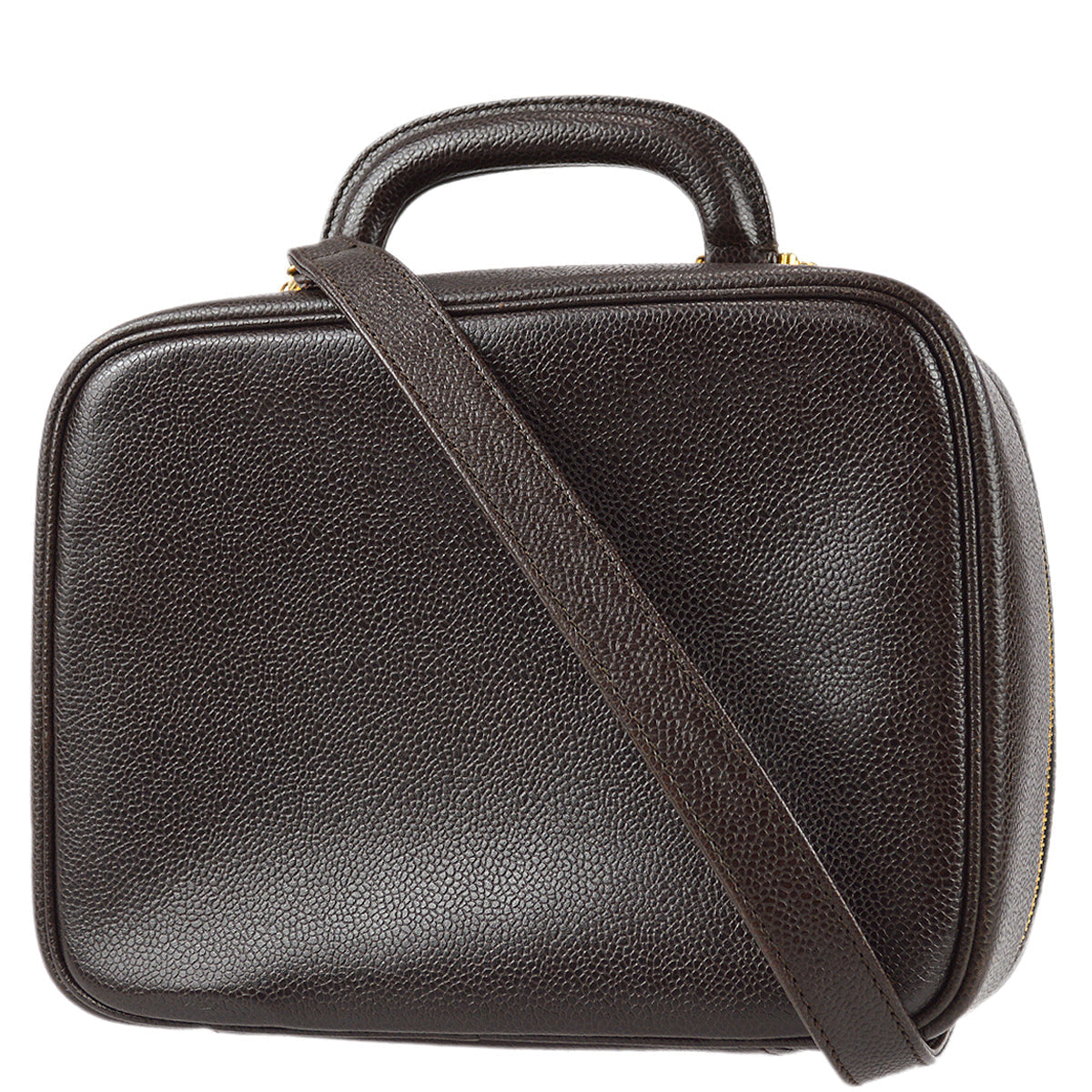 Chanel 2way Vanity Shoulder Handbag Brown Caviar