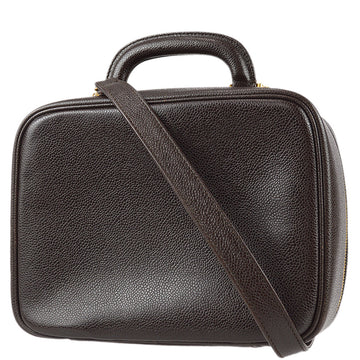 Chanel 2way Vanity Shoulder Handbag Brown Caviar