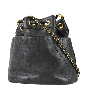 Chanel Bicolore Bucket Chain Shoulder Bag Black Lambskin