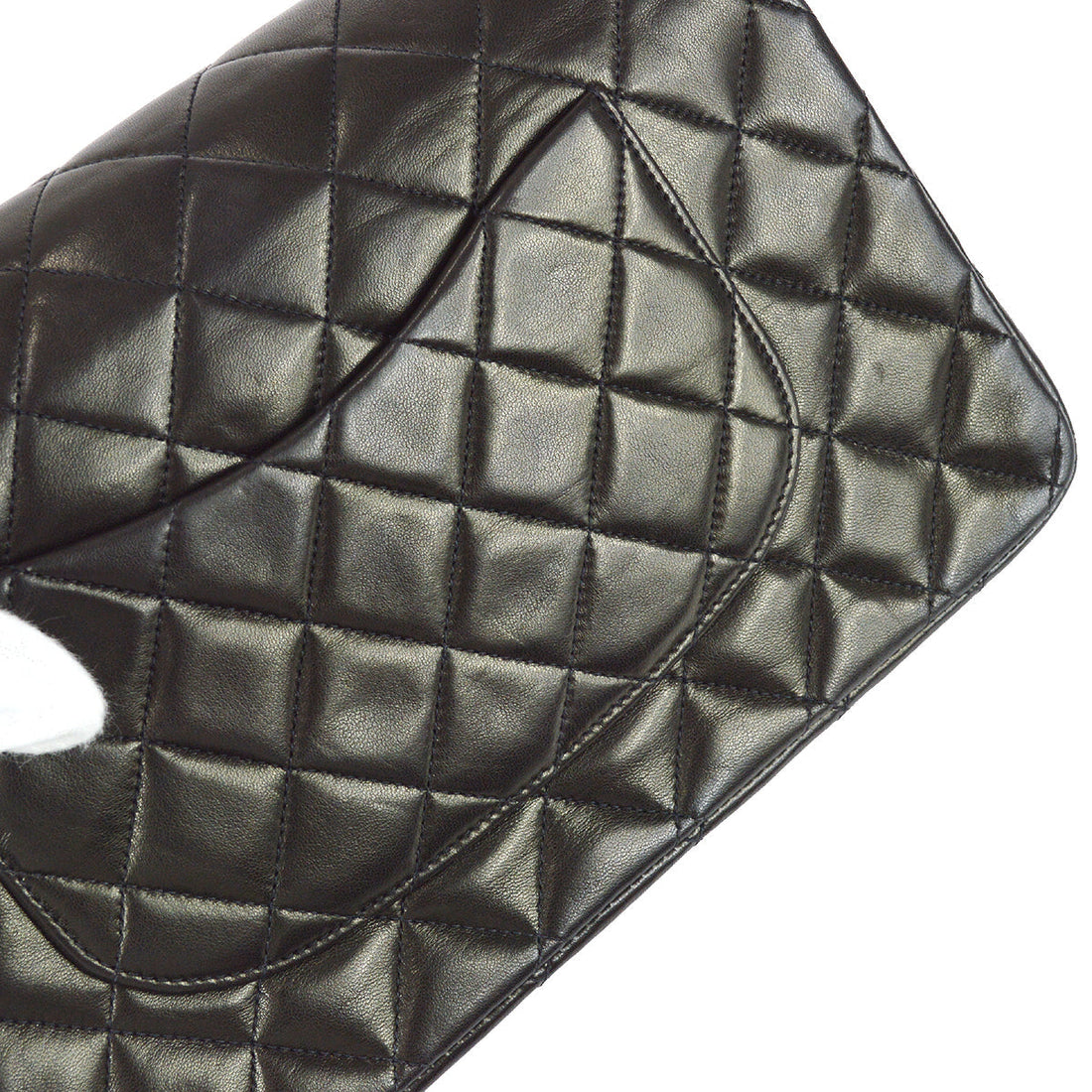 Chanel 1994-1996 Classic Double Flap Medium Shoulder Bag Black Lambskin