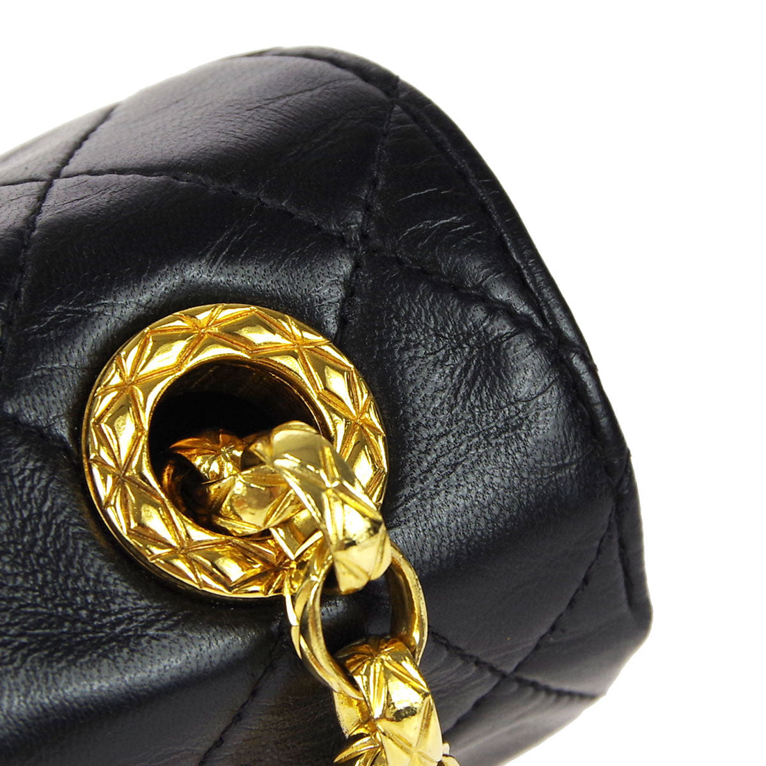 Chanel * Classic Flap Bijou Chain Shoulder Bag Black Lambskin