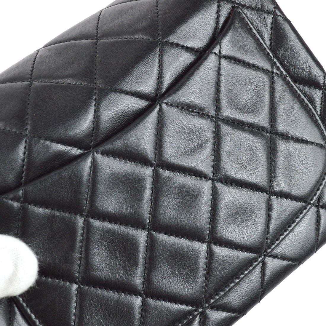 Chanel 1989-1991 Classic Flap Mini Square Chain Shoulder Bag Black Lambskin