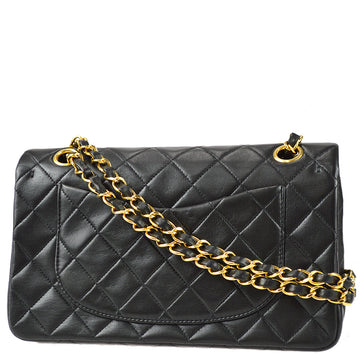 Chanel 1991-1994 Classic Double Flap Small Shoulder Bag Black Lambskin