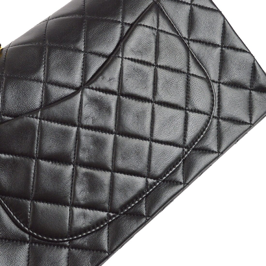 Chanel 1991-1994 Classic Double Flap Small Shoulder Bag Black Lambskin