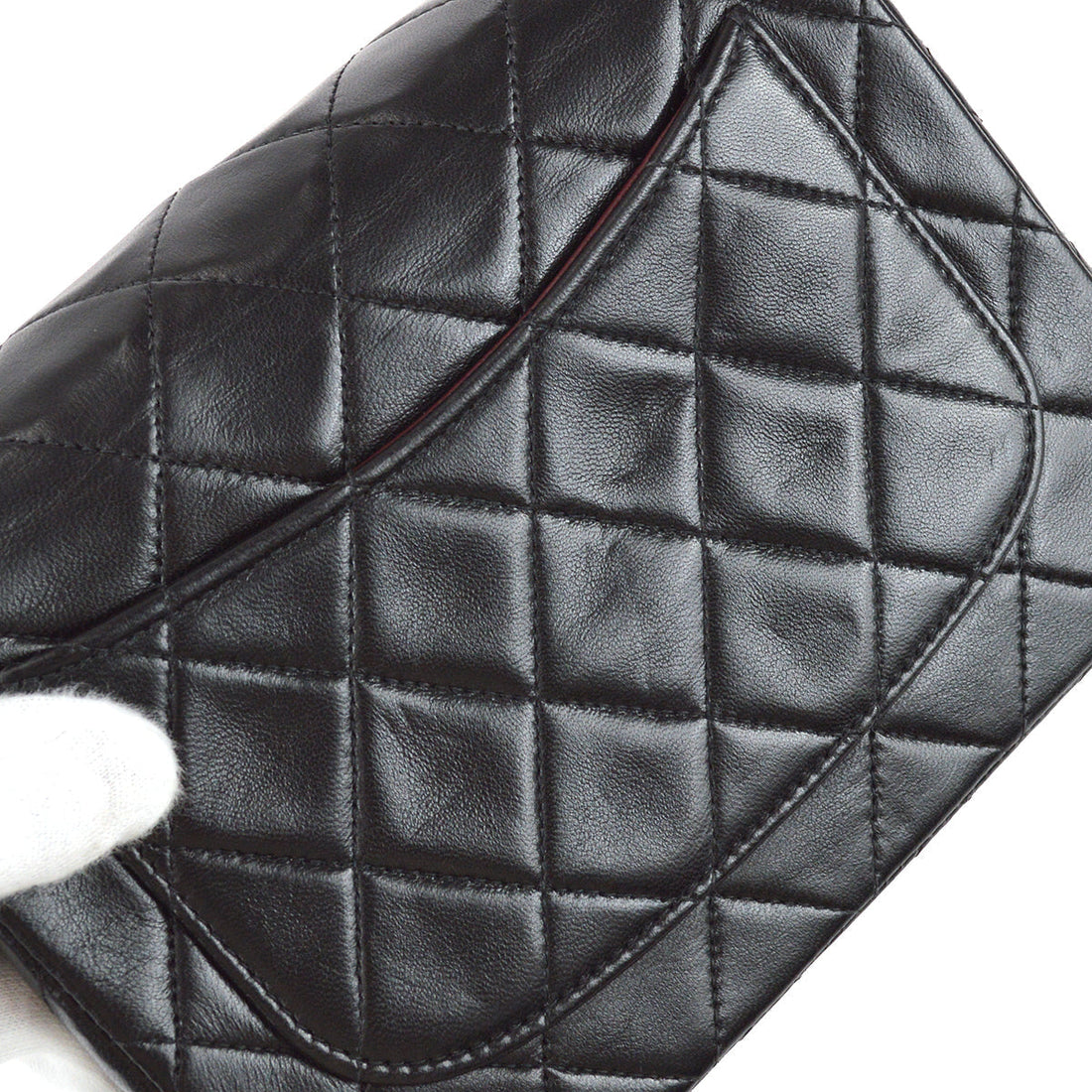 Chanel 1996-1997 Classic Flap Mini Square Chain Shoulder Bag Black Lambskin