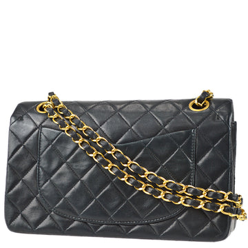 Chanel 1991-1994 Classic Double Flap Small Shoulder Bag Black Lambskin