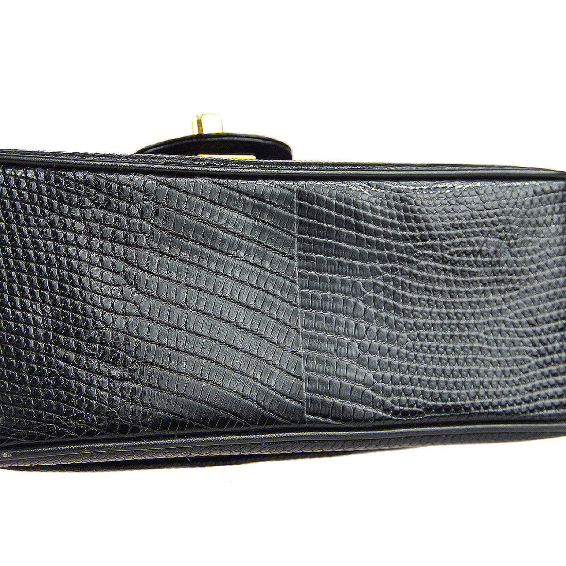 Chanel * Classic Flap Mini Square Chain Shoulder Bag Black Lizard