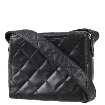 Chanel 1996-1997 Straight Flap Shoulder Bag Mini Black Lambskin