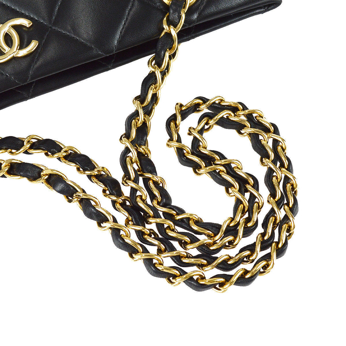 Chanel Chain Shoulder Tote Bag Black Lambskin