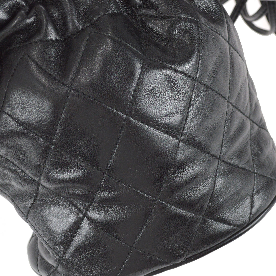 Chanel Bucket Fringe Shoulder Bag Black Lambskin