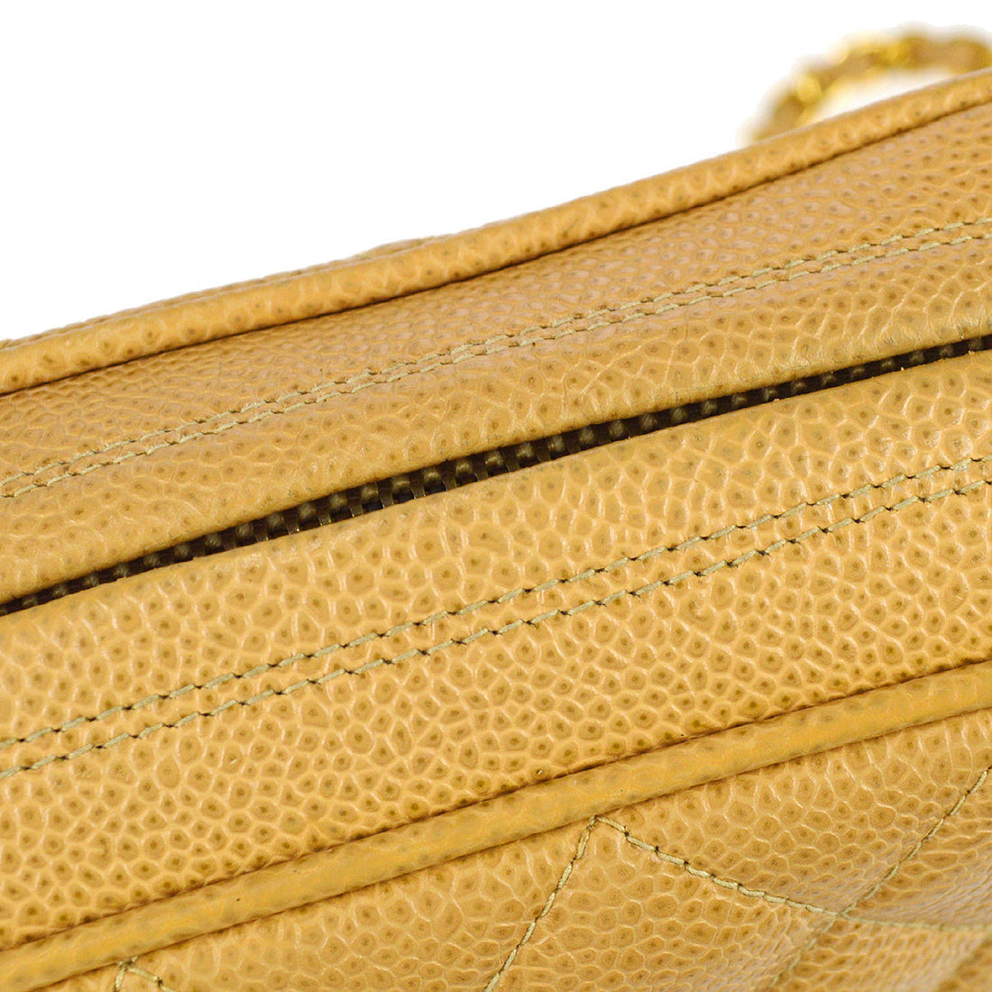 Chanel Chain Fringe Shoulder Bag Beige Caviar