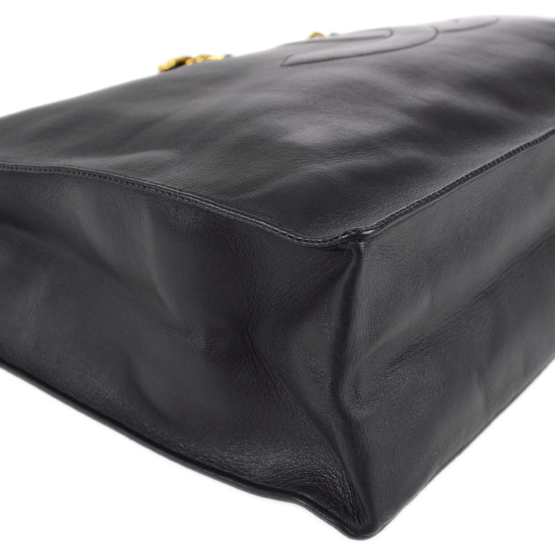 Chanel Chain Shoulder Tote Bag Black Lambskin