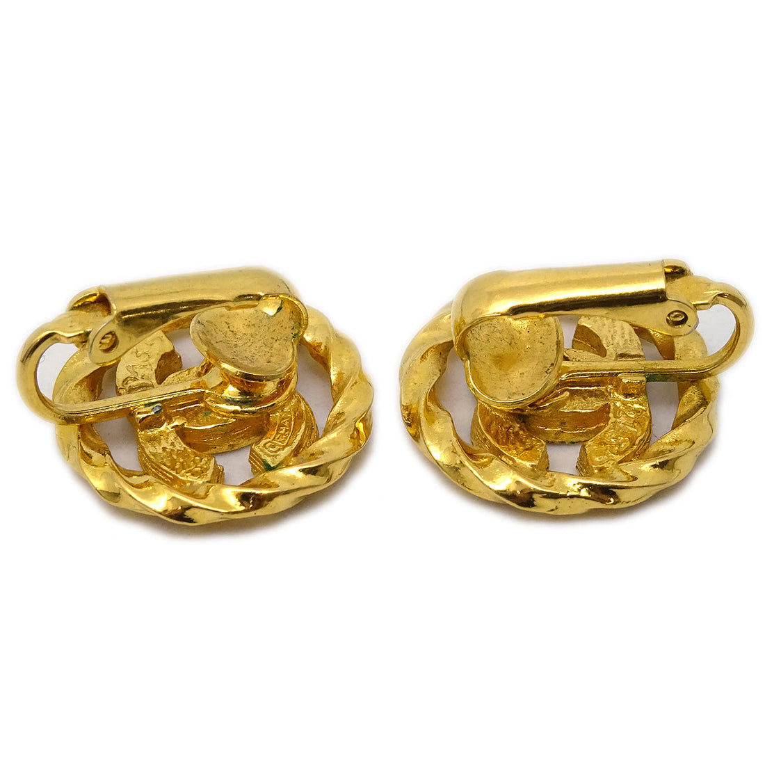 Chanel Rhinestone Earrings Clip-On Gold 2137