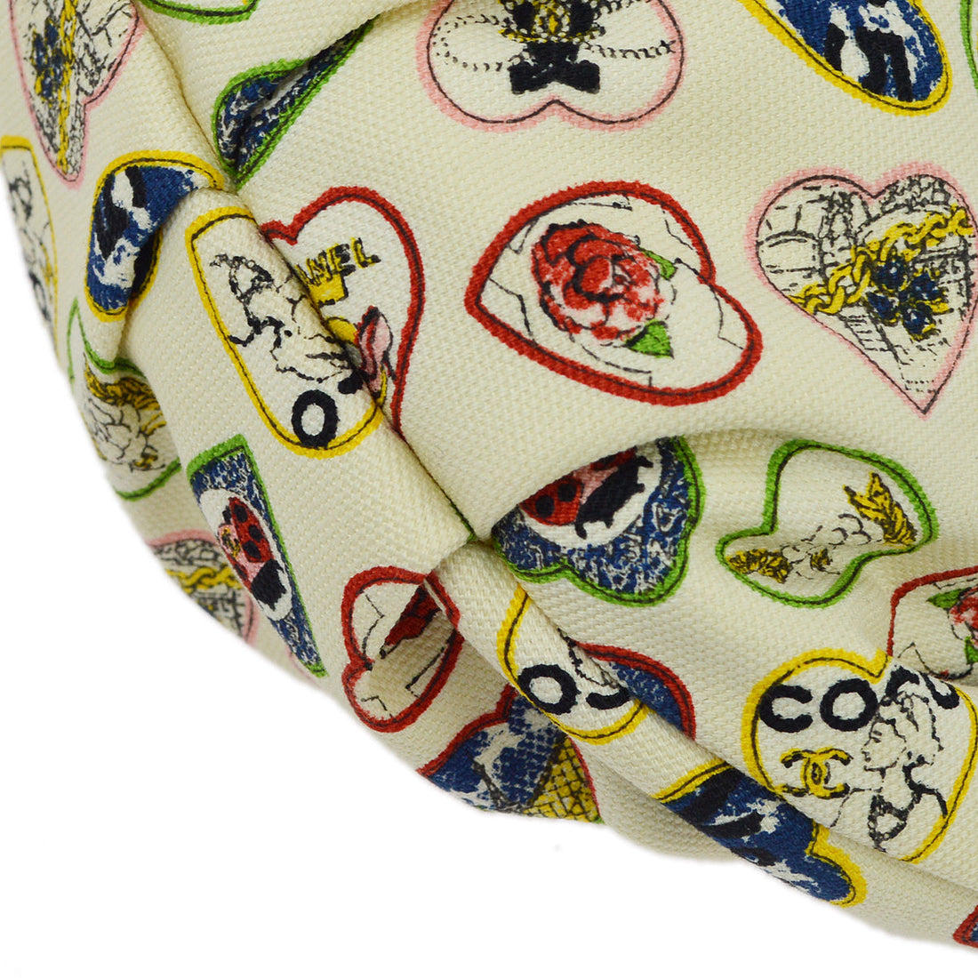 Chanel White Canvas Valentine Chain Handbag