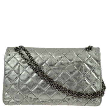 Chanel Silver Lambskin 2.55 Classic Double Flap Shoulder Bag