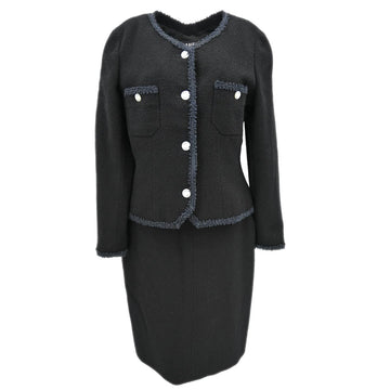 Chanel Setup Suit Jacket Skirt Black 97P #44